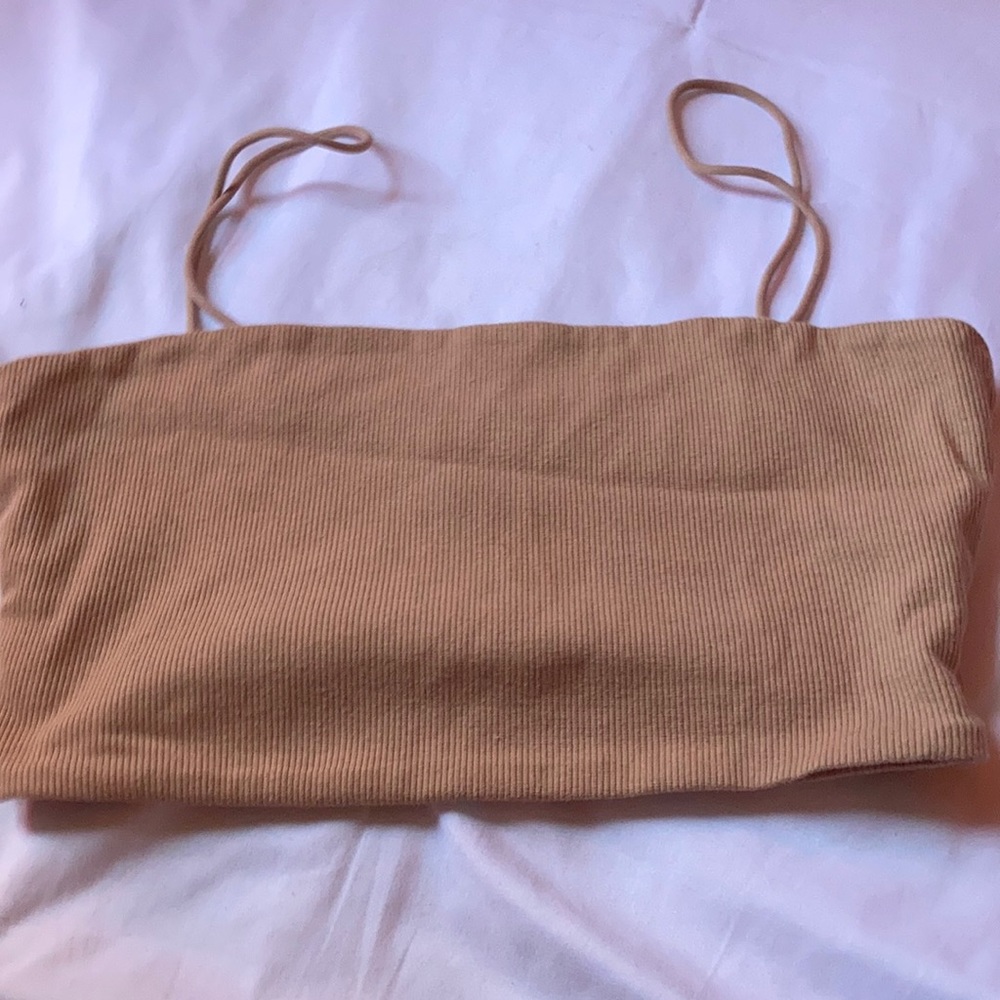 Tan tube top with straps